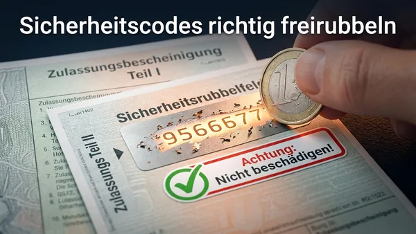 Sicherheitscodes freirubbeln ohne Beschädigung: Anleitung für Fahrzeugschein (ZBI) & Fahrzeugbrief (ZBII)